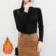 Nửa chiều cao áo len trắng đáy của phụ nữ dài tay tiêu đề mùa thu / mùa đông mới knitsweater chặt cơ thể ngắn