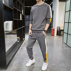 大码套装韩版t恤长袖男两件套休闲运动套装