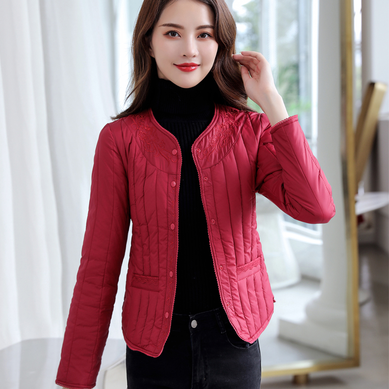 Liner Cotton Jersey Woman Middle Aged Down Cotton Clothing 2021 New Lady Dressing inside wearing close-fitting small cotton padded jacket warm winter