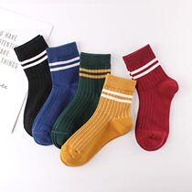 Socks female Korean version of college wind Joker ins tide solid color autumn thin Japanese Harajuku wind Net red students