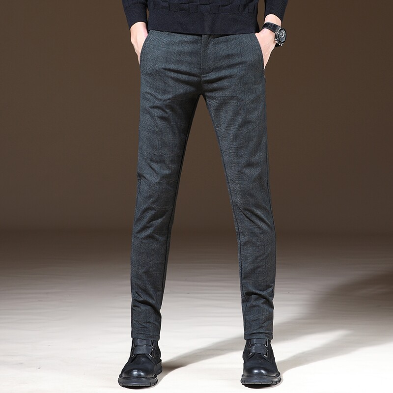 Rich Bird Plaid Casual Pants Men's Slim Summer Elastic Narrow Foot Pants Korean Men's Straight Business Trousers Trend