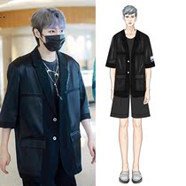 Liu Ye same black mosaic suit jacket fashion versatile simple leisure trend 2020 new private custom