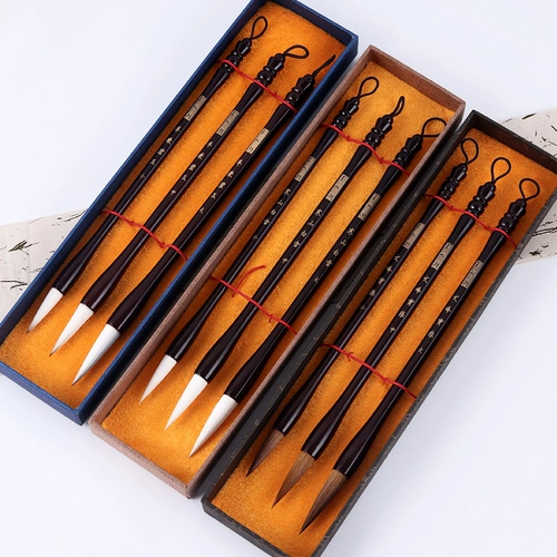 Wolf Mao Mao Pen Каллиграфия каллиграфия Специальная волчья ручка набор Primary Professional Langs Professional Wolf Профессиональная литература четыре сокровища Большой средний малый тренировка не жирная мао -учены