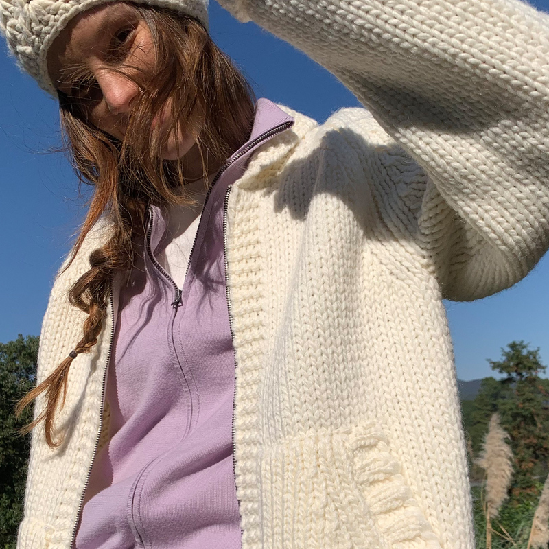 Juriho “The Mountains Are Calling” Family Chunky Knit Cloud Wool Zipper Cardigan