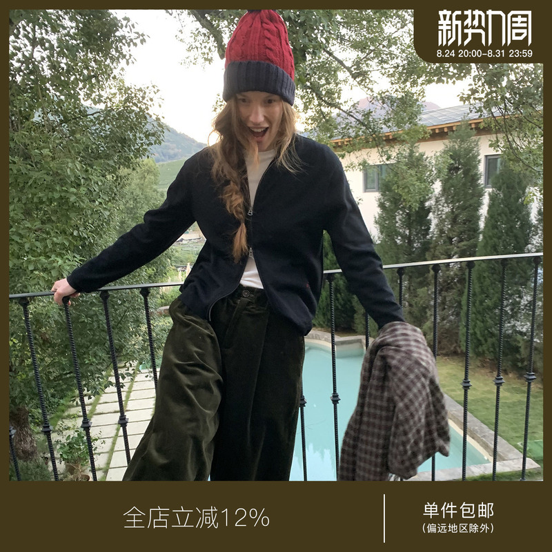 Juriho Club Modern Classic/The Power of Classic 100% Sheep Wool Pullover Knit Zipper Cardigan Juriho Club Modern Classic/The Power of Classic 100% Sheep Wool Pullover Knit Zipper Cardigan