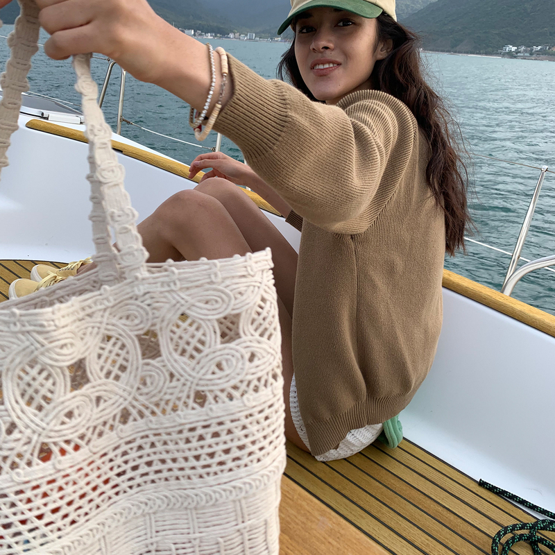 Juriho Country of Origin|Plantation Woven Cotton-Feel Single-Shoulder Tote Bag Large Capacity Tote Handbag Juriho Country of Origin|Plantation Woven Cotton-Feel Single-Shoulder Tote Bag Large Capacity Tote Handbag