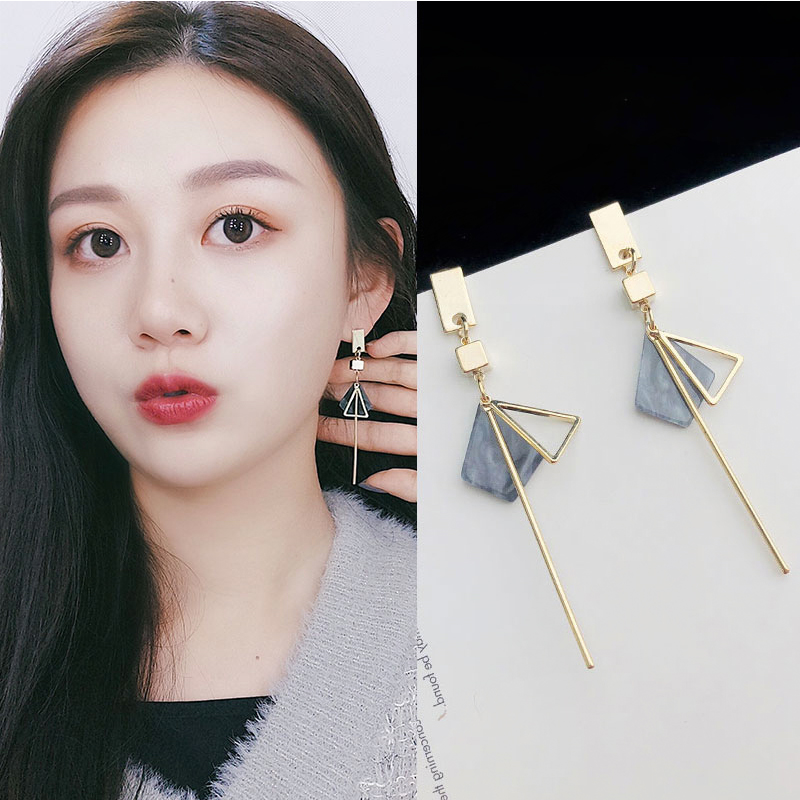 2021 new earrings female Korean net red temperament simple no ear pierced ear clip ear pin drop earrings 2020 earrings trend