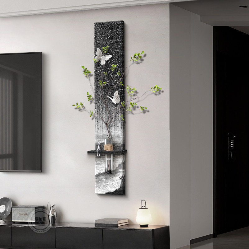 Hydroponic Green Plants Tv Background Wall Decoration Black and White Gray High-End Living Room Wall Art Large White Wall Creative Hanging Decoration Hydroponic Green Plants Tv Background Wall Decoration Black and White Gray High-End Living Room Wall Art Large White Wall Creative Hanging Decoration