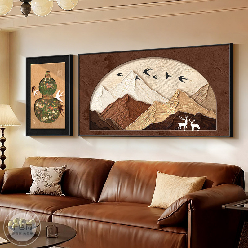 Vintage-Style Decorative Painting with a Mountain Motif for the Living Room, Retro Texture Sofa Background Wall Hanging Painting, French-Style Wall Art with Good Symbolism Vintage-Style Decorative Painting with a Mountain Motif for the Living Room, Retro Texture Sofa Background Wall Hanging Painting, French-Style Wall Art with Good Symbolism