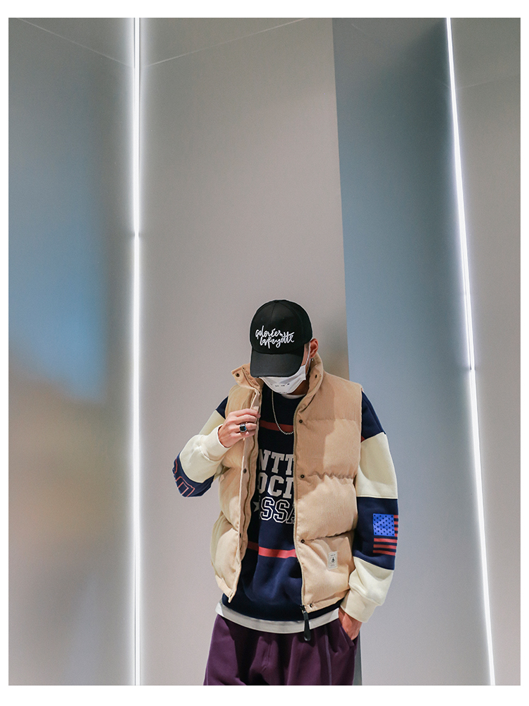 Áo khoác nhung kẻ nam 2018 mùa đông mới không tay màu rắn hip hop cotton xuống cotton vest nam thủy triều áo khoác blazer nam hàn quốc