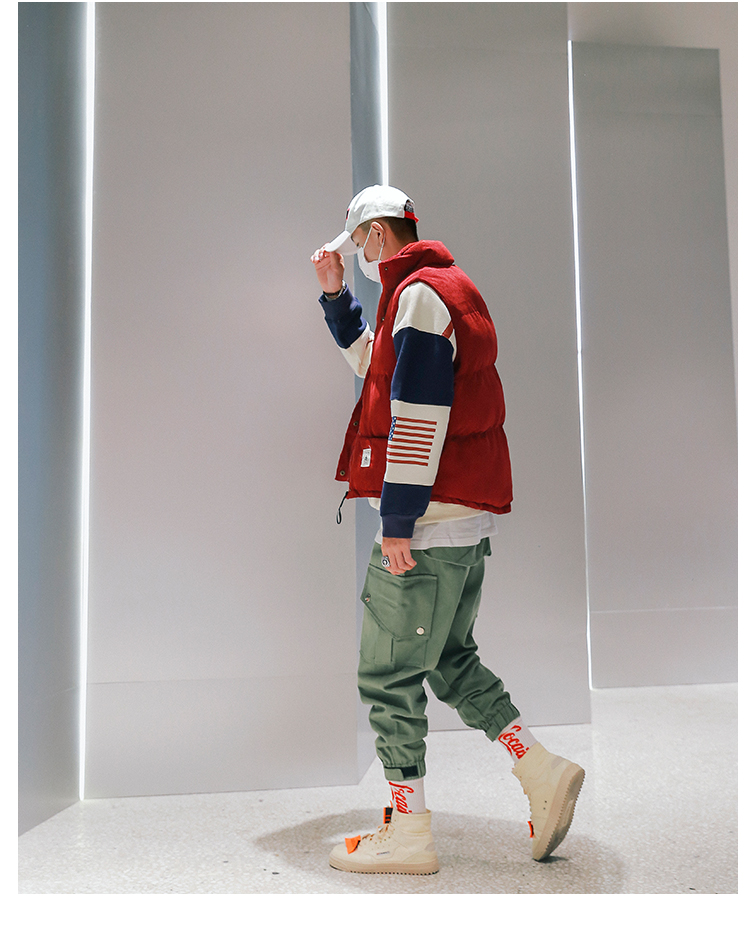 Áo khoác nhung kẻ nam 2018 mùa đông mới không tay màu rắn hip hop cotton xuống cotton vest nam thủy triều áo khoác blazer nam hàn quốc