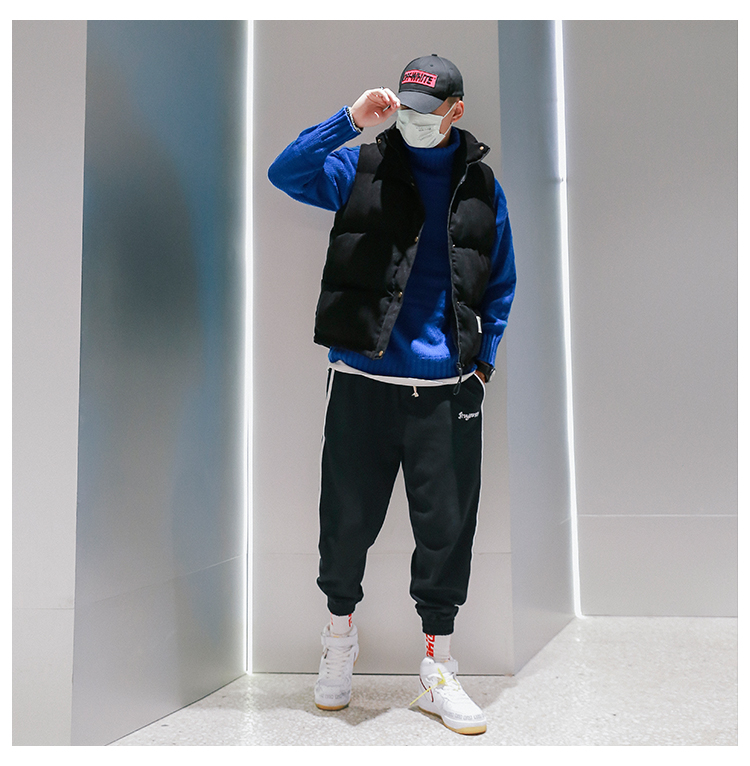 Áo khoác nhung kẻ nam 2018 mùa đông mới không tay màu rắn hip hop cotton xuống cotton vest nam thủy triều áo khoác blazer nam hàn quốc
