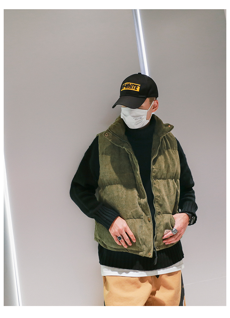 Áo khoác nhung kẻ nam 2018 mùa đông mới không tay màu rắn hip hop cotton xuống cotton vest nam thủy triều áo khoác blazer nam hàn quốc