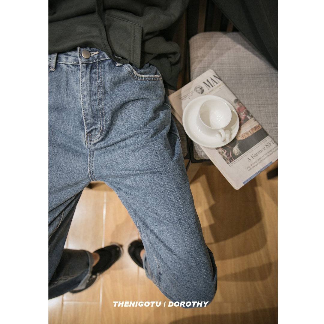 Dorothy 2021 new high waist straight jeans women's Korean version chic loose and thin Harajuku wide leg trousers