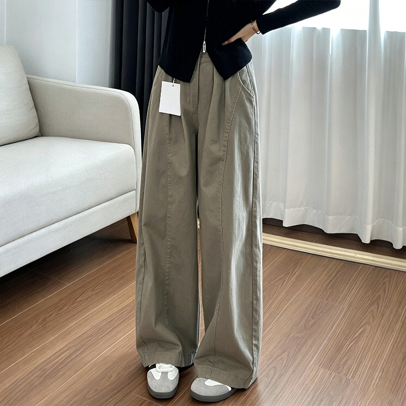 Short Stature Khaki American-Style Straight-Leg Scimitar Pants for Women 2026 New Slimming Wide-Leg Casual Cargo Pants for Early Autumn Short Stature Khaki American-Style Straight-Leg Scimitar Pants for Women 2026 New Slimming Wide-Leg Casual Cargo Pants for Early Autumn