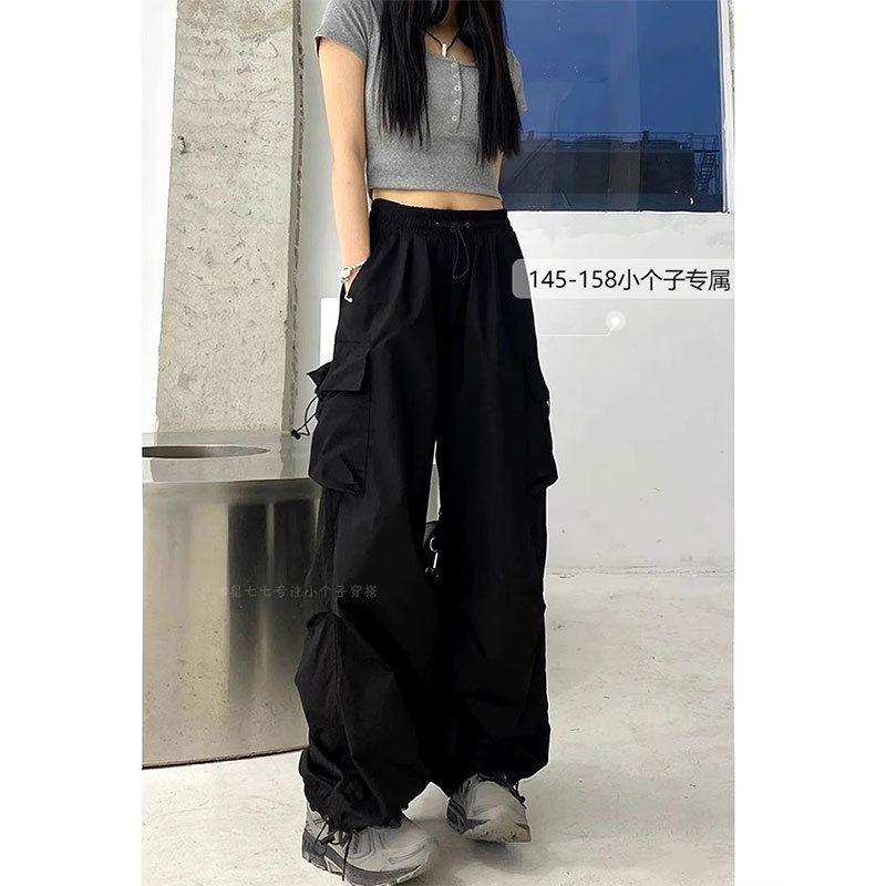 150cm Petite Women's Summer Cargo Pants with High Waist, Stylish Straight-Leg Wide-Leg Pants, Cropped Jogger Pants That Make You Look Taller 150cm Petite Women's Summer Cargo Pants with High Waist, Stylish Straight-Leg Wide-Leg Pants, Cropped Jogger Pants That Make You Look Taller