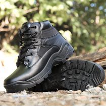 Black military fans combat training boots mens boots security low side zipper spring and autumn waterproof non-slip tactical shock absorption hiking shoes