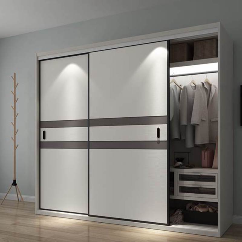 New solid wood wardrobe Ramen custom modern minimalist bedroom wall overall closet door sliding door shifting door bookings