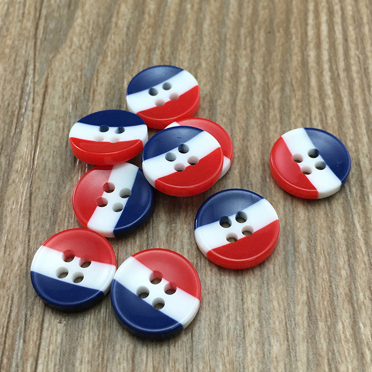 DIY candy-colored resin four-eye three-color button blue white red shirt baby children's sweater coat size button