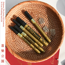 Happy Park gold paint pen vow card writing 0 7 wedding sign-in pen 1 0 waterproof non-fading signature paint pen