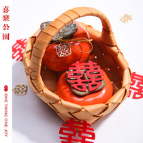 Joy Park Persimmon Persimmon Suxin sugar jar handmade early birth precious small basket wedding creative Chinese sugar box