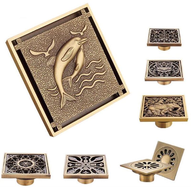 European style copper floor drain antique dressing room sewer deodorant washing machine shower room bathroom large displacement balcony floor drain