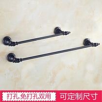 Hanging towel rack free hole black bronze towel bar Bathroom single rod toilet Toilet American lengthened 1 meter