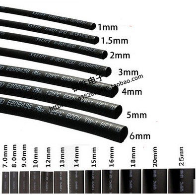 Quality heat-shrink pipe insulation pipe black diameter 2mm 3mm 5mm 9 5mm 12 16-20mm shrink sleeve