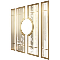Light luxury stainless steel screen partition Hotel sales department Living room entrance showcase laser hollow carved metal lattice