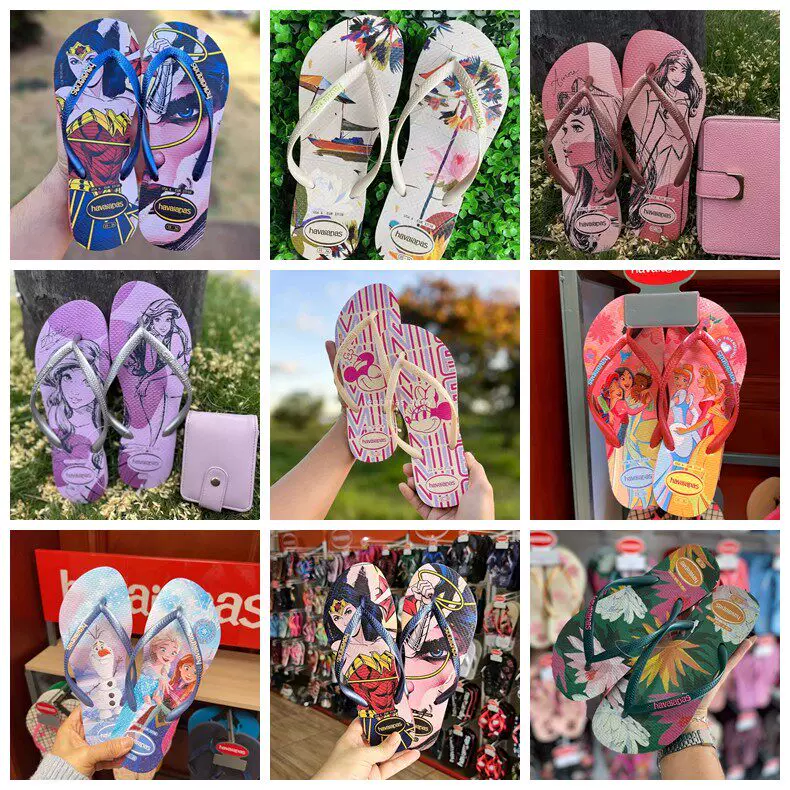 Шлепанцы Havaianas, нескользящие пляжные сланцы, цветочные