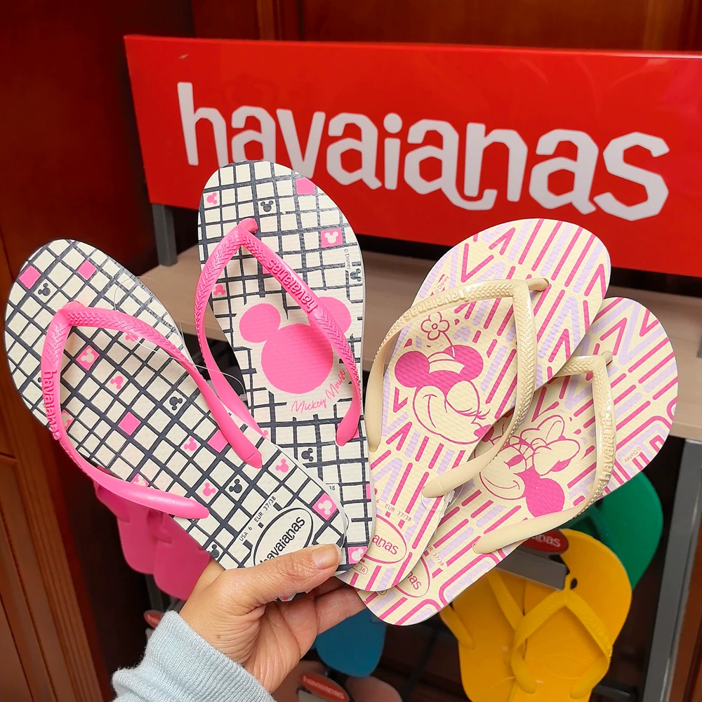 Шлепанцы Havaianas, нескользящие пляжные сланцы, цветочные