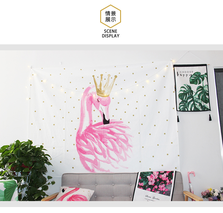 nhà hàng vải treo tấm thảm nordic vải in nhỏ gọn nền nhiếp ảnh Flamingo phòng ngủ cạnh giường ngủ trang trí tấm thảm treo tường - Tapestry thảm treo tường trang trí phòng ngủ