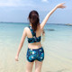 Women's swimsuit three-piece long-sleeved sun protection jacket cover-up Korean ins style split conservative swimsuit fairy style