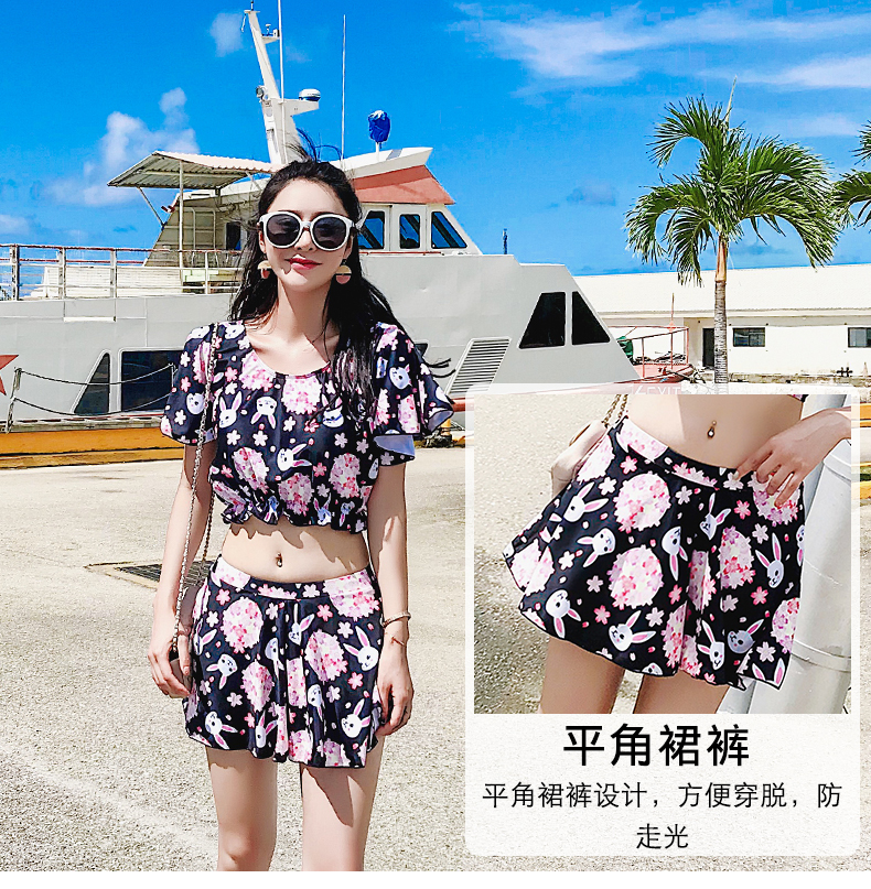 Áo tắm nữ ba mảnh Hàn Quốc suối nước nóng nhỏ ngực nhỏ tập hợp gợi cảm chia bụng giảm béo che cánh tay bảo thủ - Bộ đồ bơi hai mảnh áo 2 mảnh
