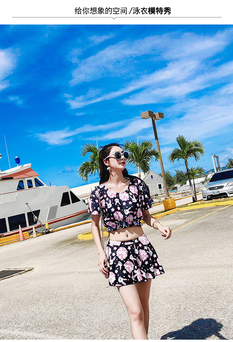 Áo tắm nữ ba mảnh Hàn Quốc suối nước nóng nhỏ ngực nhỏ tập hợp gợi cảm chia bụng giảm béo che cánh tay bảo thủ - Bộ đồ bơi hai mảnh áo 2 mảnh