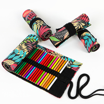 (Limited) Falling Leaf Jungle Canvas Pen Curtain Large Capacity Roll Pen Bag for male and female colour lead sketching pen box
