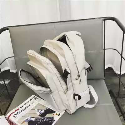 School bag female students Korean version of ins backpack Hong Kong style Japanese backpack college style canvas bf computer bag male couple