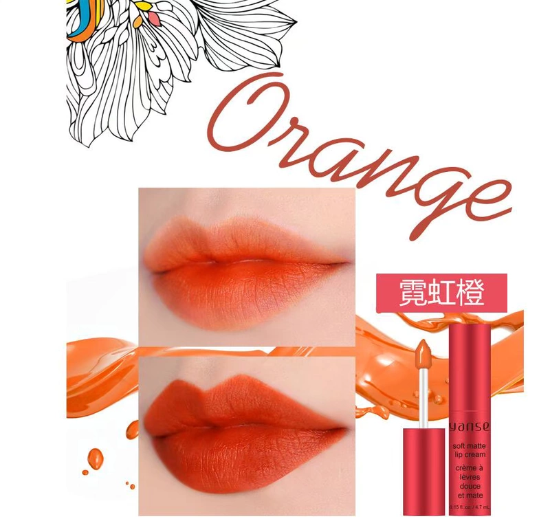 Lip glaze set không tẩy trắng lâu trôi sinh viên dễ thương Son bóng hộp quà tặng màu nude bí ngô màu bưởi - Son bóng / Liquid Rouge