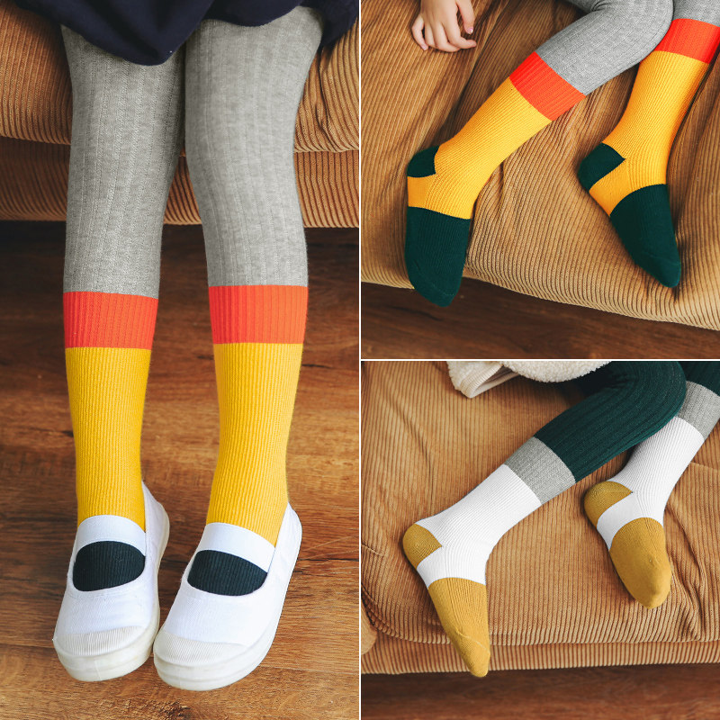 Girls' inner pants spring and autumn thin section baby outer wear children's western style medium-thick pantyhose middle-aged children's baby dance socks