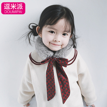 Children scarves warm and cute patterns 2018 new Korean version imitation rabbit hair silk with 100 hitch baby girl girth tide