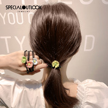 2020 new little Daisy Head rope female simple temperament Hairband Korean Net red ins thick ponytail skin band hair rope