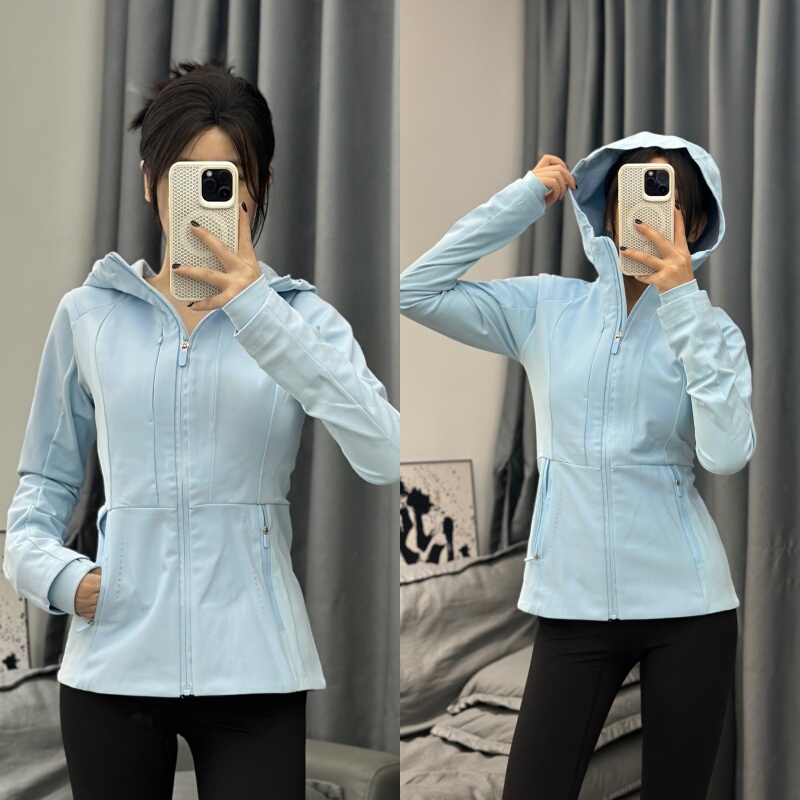 Lulu Style Softshell Jacket Powder Blue Cross Chill Hooded Mountaineering Waterproof Windproof Yoga Jacket