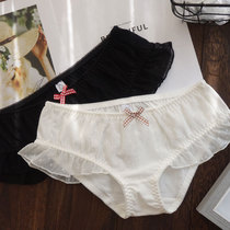 Panty women pure cotton low waist cute breathable mesh bow girl lace panty soft sister cute week pants