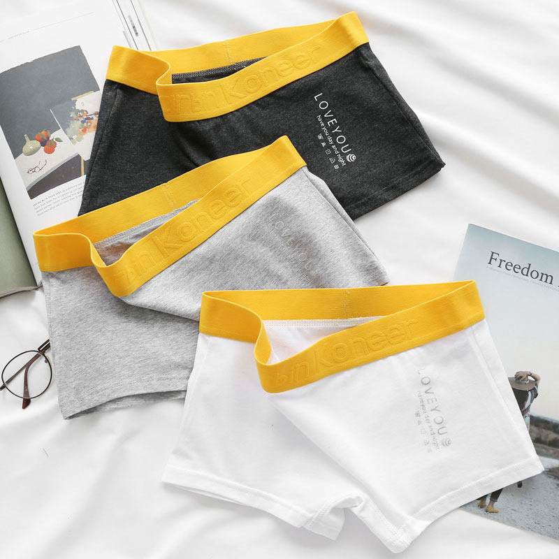 Lady Four-corner Underwear Middle Waist LES Handsome T Chaola pure cotton minimalist Yoo neutral Sport High School High School Four corner shorts