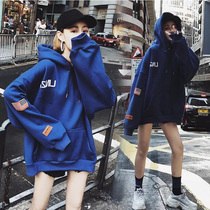 waitmore sweatshirt 2022 new female autumn winter plus suede Korean version loose bf Lazy Craze Tidal Surf Hat Jacket