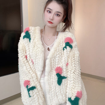 2025 Autumn/Winter Rabbit Fur Coat for Women, New Lamb Wool Tulip Style Short Fur-Integrated Jacket