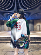 Summer clothing 2022 new Eurostock t-shirt woman short sleeve bright sheet big version loose big code medium long hip-hop blouse summer tide