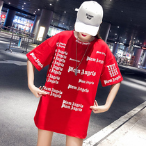 Eurostock big version t-shirt woman short sleeve loose 2022 new Korean version Chauga port wind retro student red 100 hitch