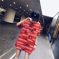 Eurostock big version short sleeve t-shirt 2022 new summer loose Korean version pure cotton net red medium long harbor wind blouses female tide
