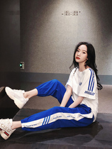 Sports Casual Suit Womens Summer 2022 New Tide Fashion Loose Korean Air Students Two Tide Cards